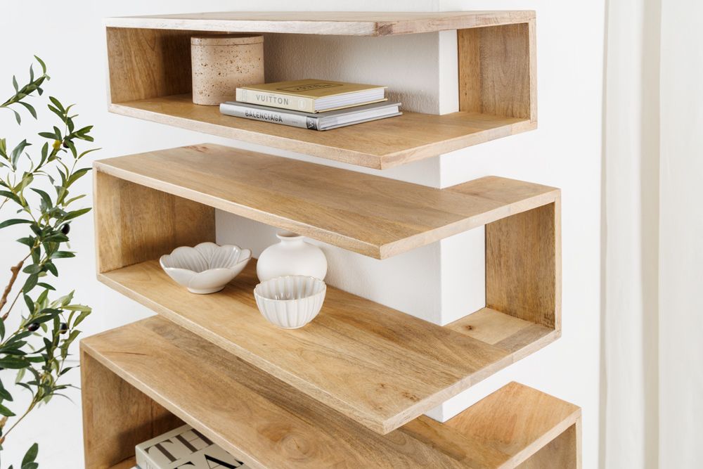 Massives 3er Set Wandregale SURREAL 65cm natur Außenecke Mangoholz