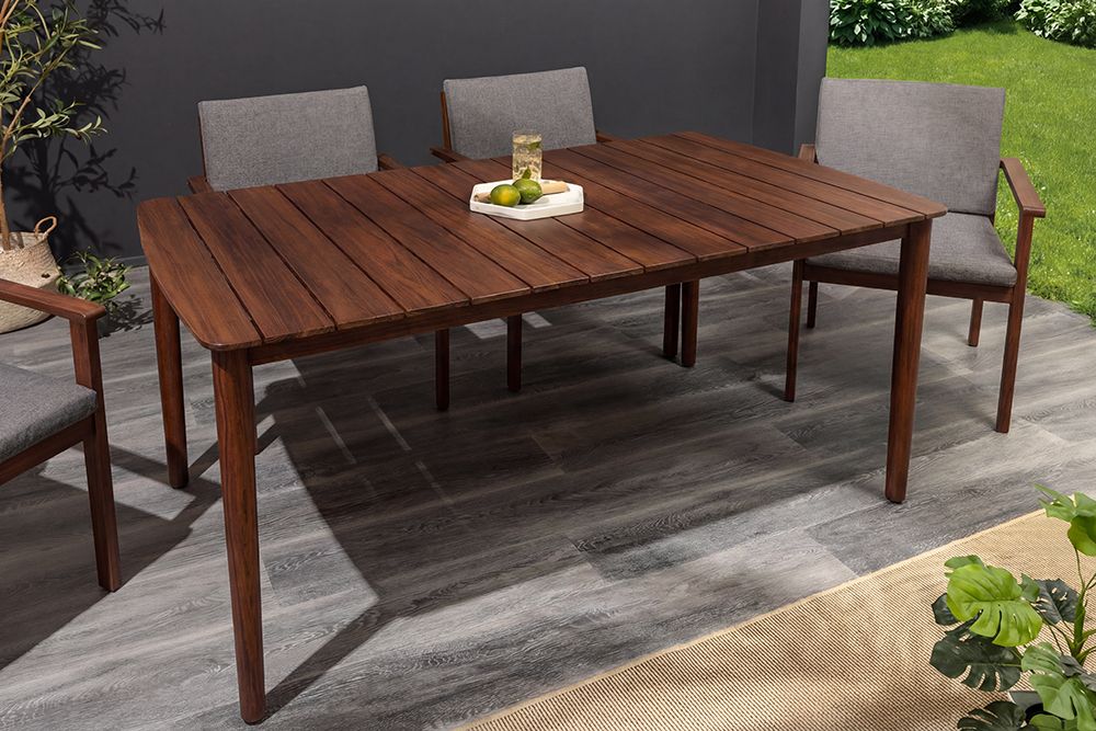 Wetterfester Gartentisch KOPENHAGEN 160cm braun Akazie honey finish Massivholz Outdoor
