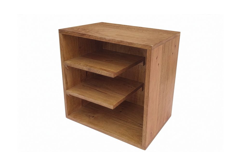 Massiver Beistelltisch CUBUS 45cm braun Mangoholz honey finish Regal Nachttisch