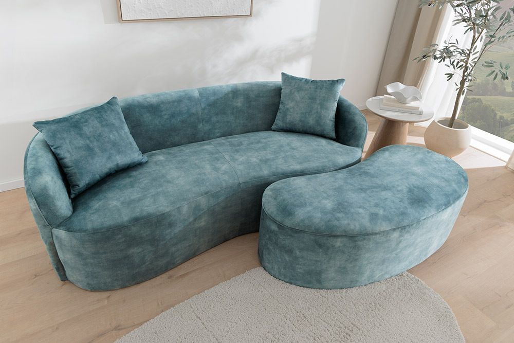 Extravagantes Sofa ELEMENTAL 180cm petrol Samt 2-Sitzer Couch mit Federkern