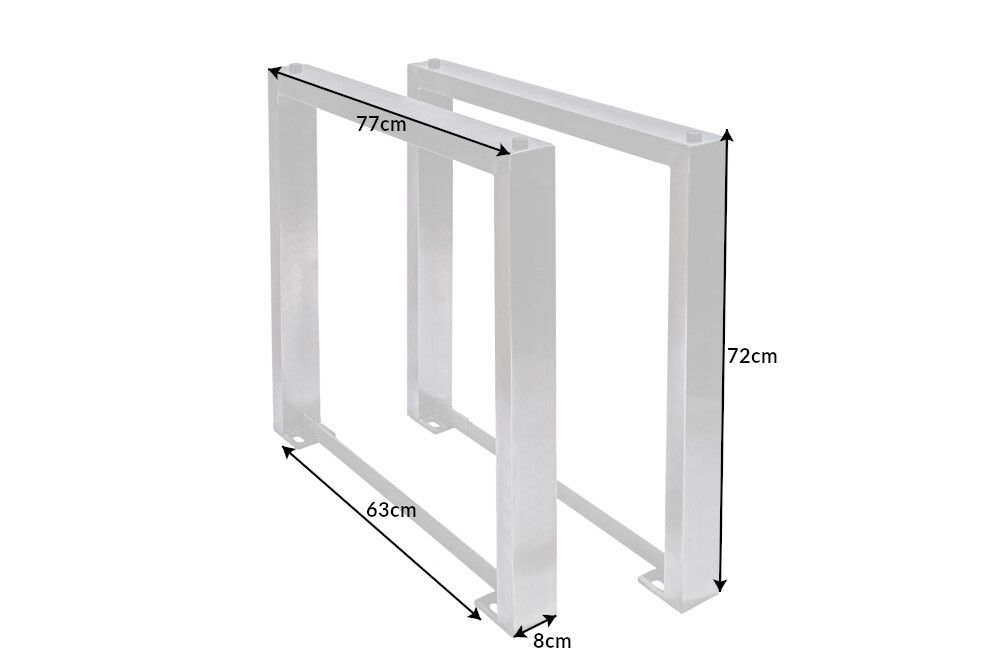 2er Set Tischgestell U-FRAME 80cm Edelstahl gebürstet matt Tischbeine Kufe Esstisch