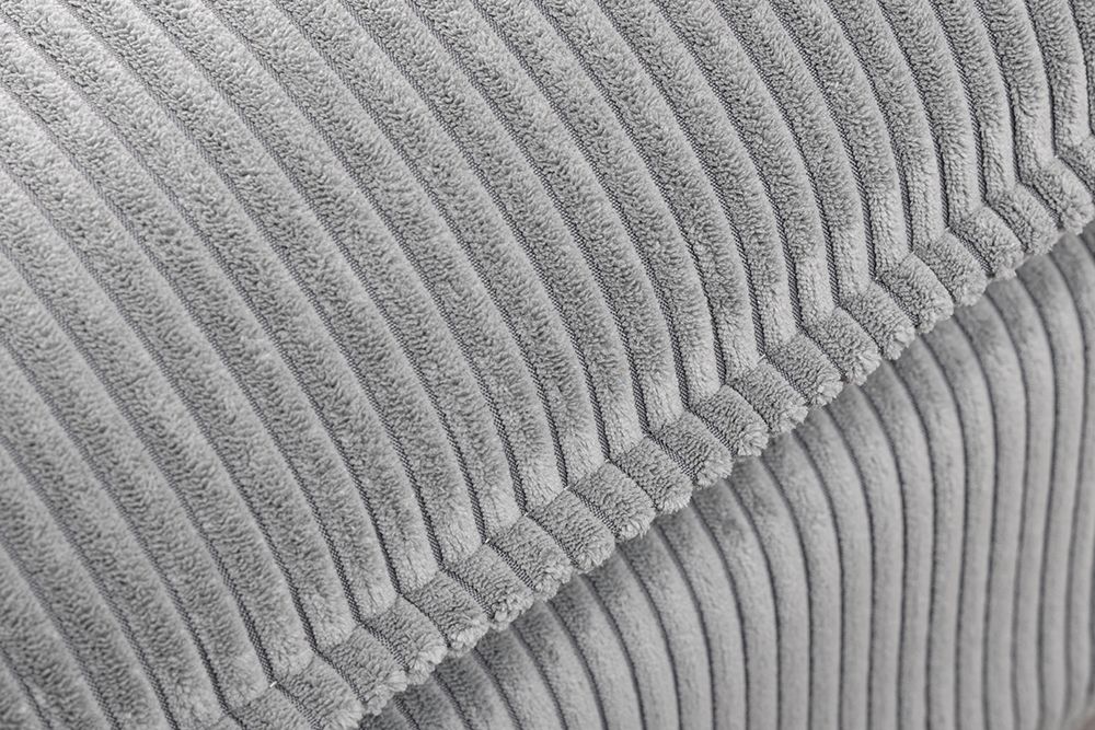 Großer Sitzhocker HEAVEN 100cm hellgrau Cord Federkern Sofahocker abnehmbarer Bezug