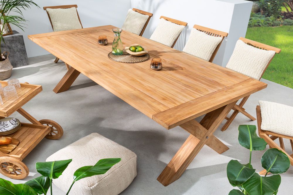 Wetterfester Gartentisch EMPIRE TEAK 220cm Teak Massivholz Outdoor Esstisch