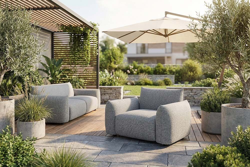In- und Outdoor Gartensessel SEAHAWK anthrazit Aluminium Olefin 1-Sitzer Sofa wetterfest