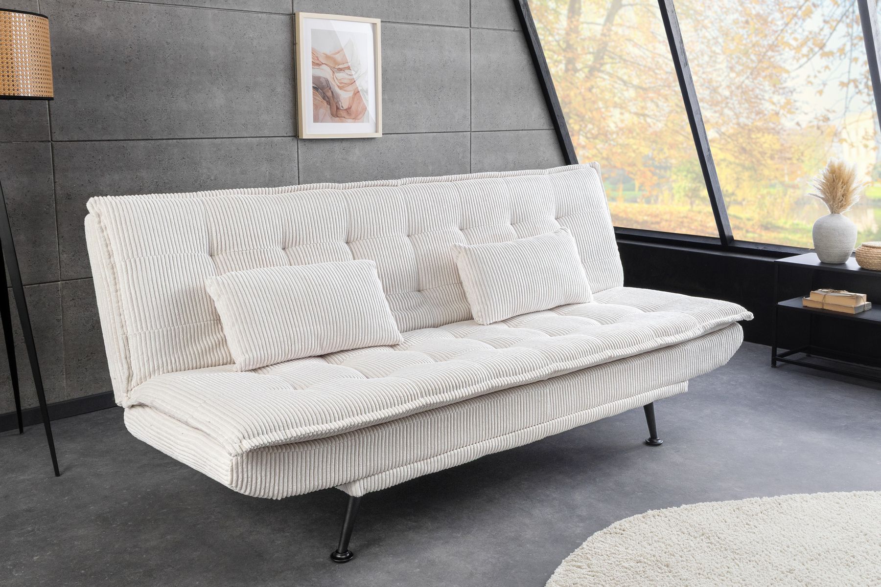 Modernes Schlafsofa JAZZ 190cm beige Cord 3-Sitzer Couch