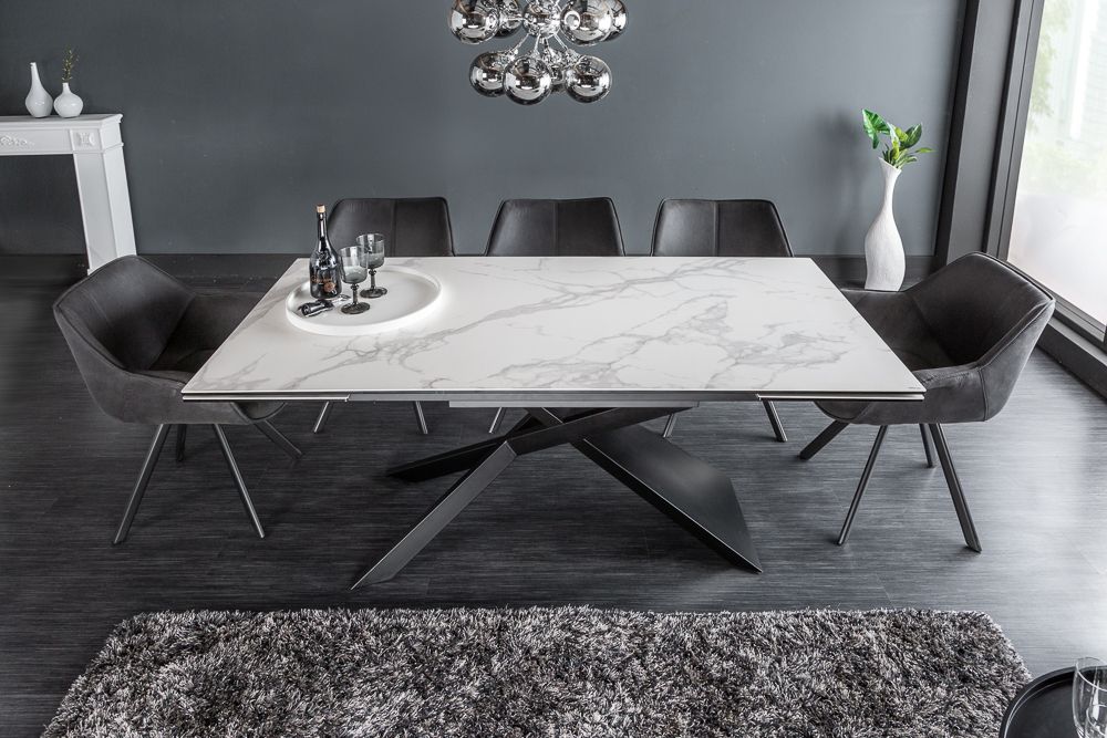 Ausziehbarer Esstisch EUPHORIA 180-220-260cm Marmor weiß Keramik made in Italy