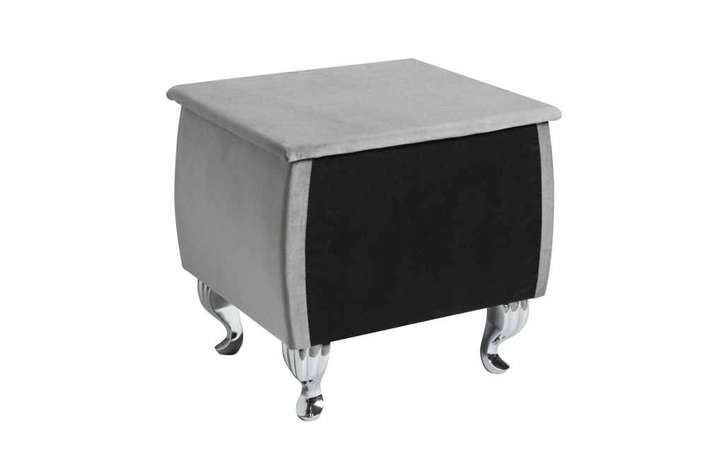 Eleganter Nachttisch EXTRAVAGANCIA 50cm silbergrau Samt Nachtkommode mit Schublade