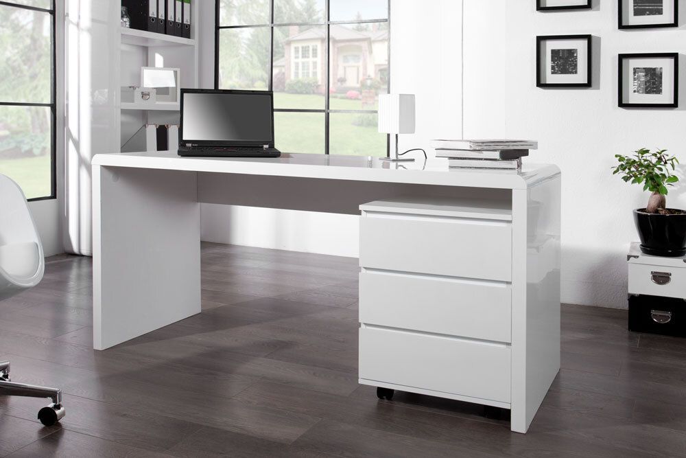 Design Schreibtisch FAST TRADE 160cm weiß Hochglanz Computertisch