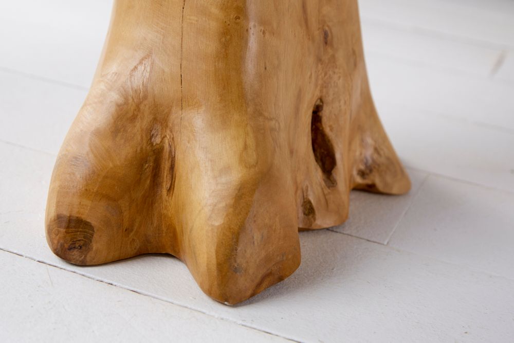 Massiver Beistelltisch ROOT 60cm Teakholz mit Jahresringen