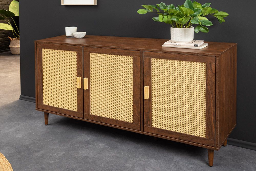 Design Sideboard VIENNA 120cm braun Wiener Geflecht Kommode