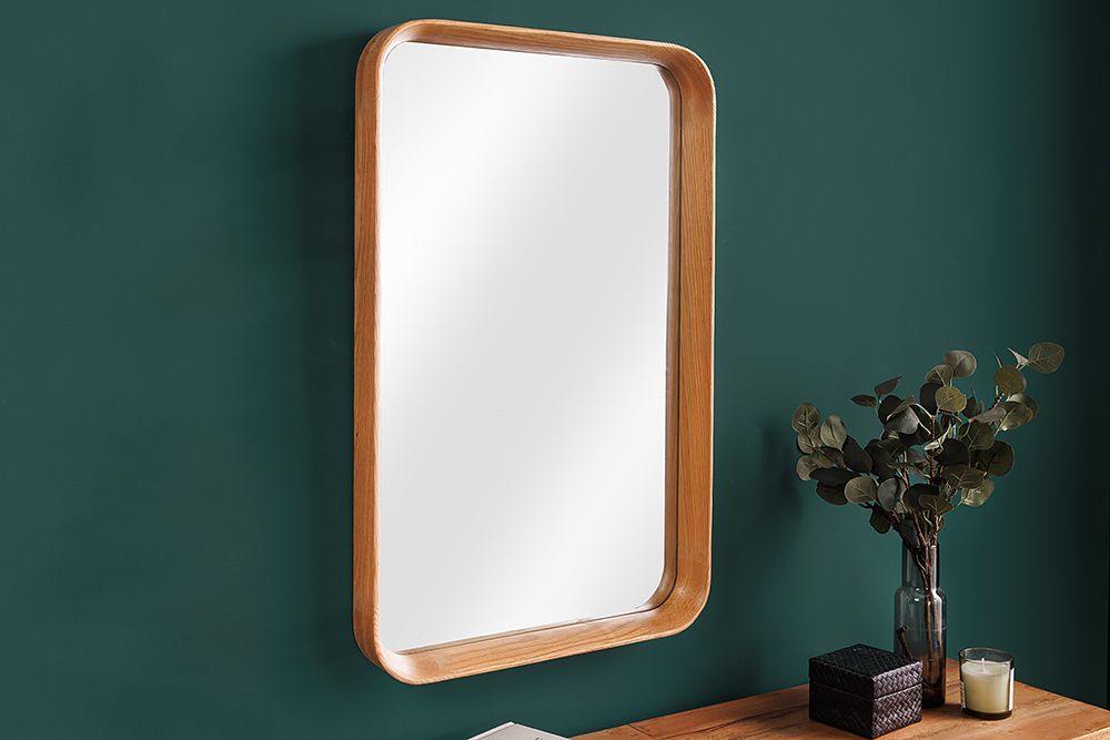 Moderner Wandspiegel AMSTERDAM 80cm natur Eiche Massivholz handmade
