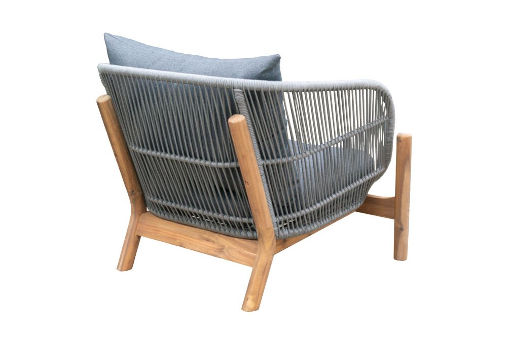 Wetterfestes Gartenlounge Set ROPE grau natur Akazienholz Aluminium inkl. Tisch Sitzpolster