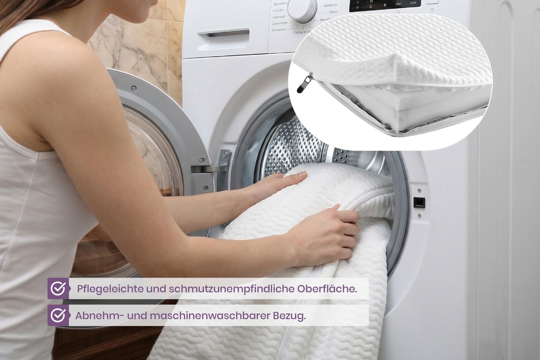 Bequeme Matratze mit Topper CLOUD FLEX 180x200cm greige Tonnentaschenfederkern 9-Zonen
