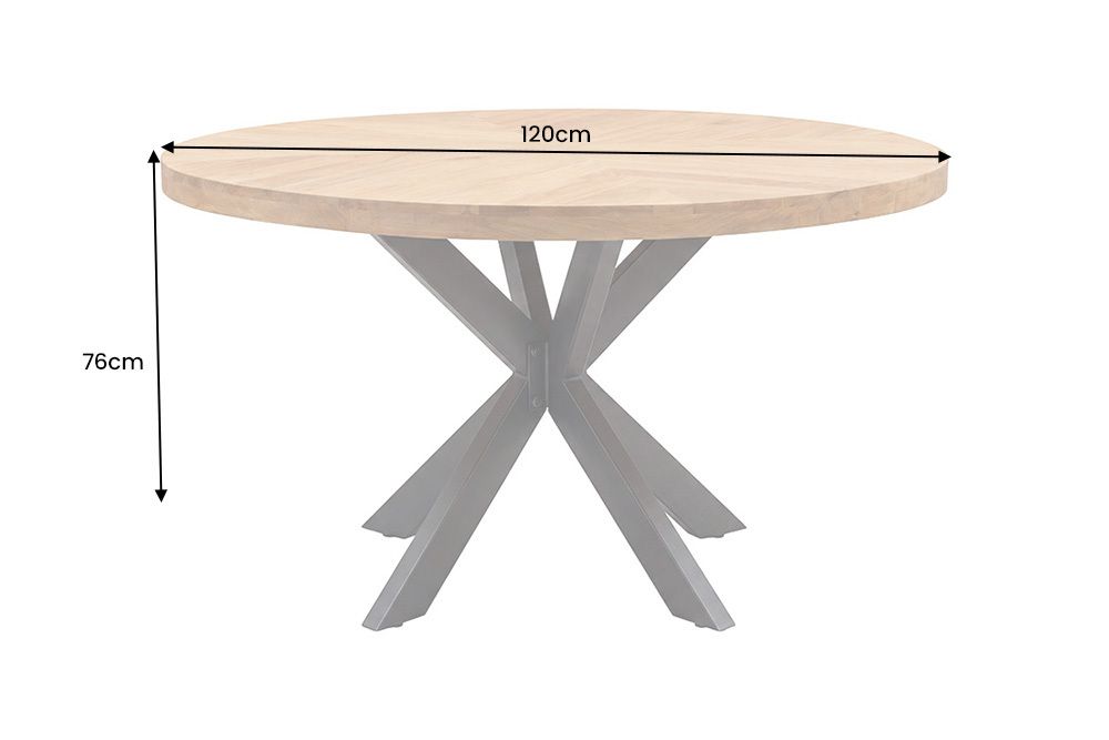 Runder Esstisch INFINITY HOME 120cm natur cream finish Mangoholz Parkett schwarz
