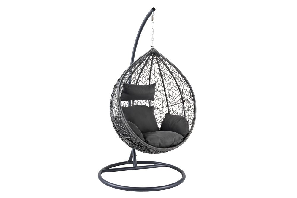 In- und Outdoor Hängesessel LOFT anthrazit grau Gartenstuhl inklusive Kissen wetterfest