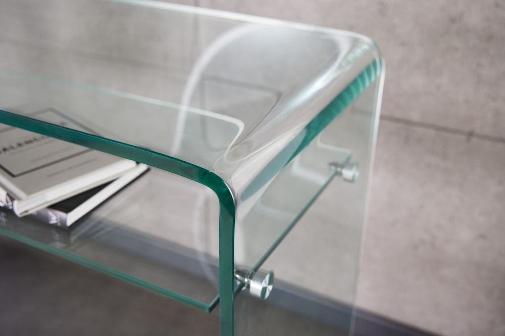 Design Konsolentisch FANTOME 100cm Glas transparent mit Ablage