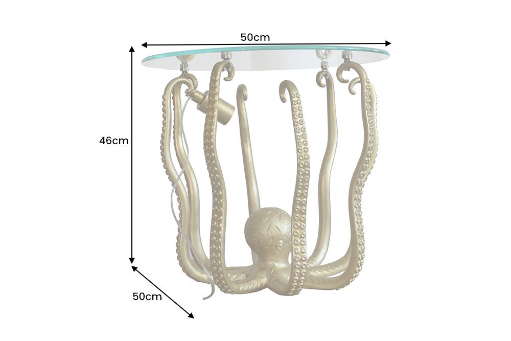 Runder Beistelltisch WILDLIFE OCTOPUS 50cm gold Skulptur Glas