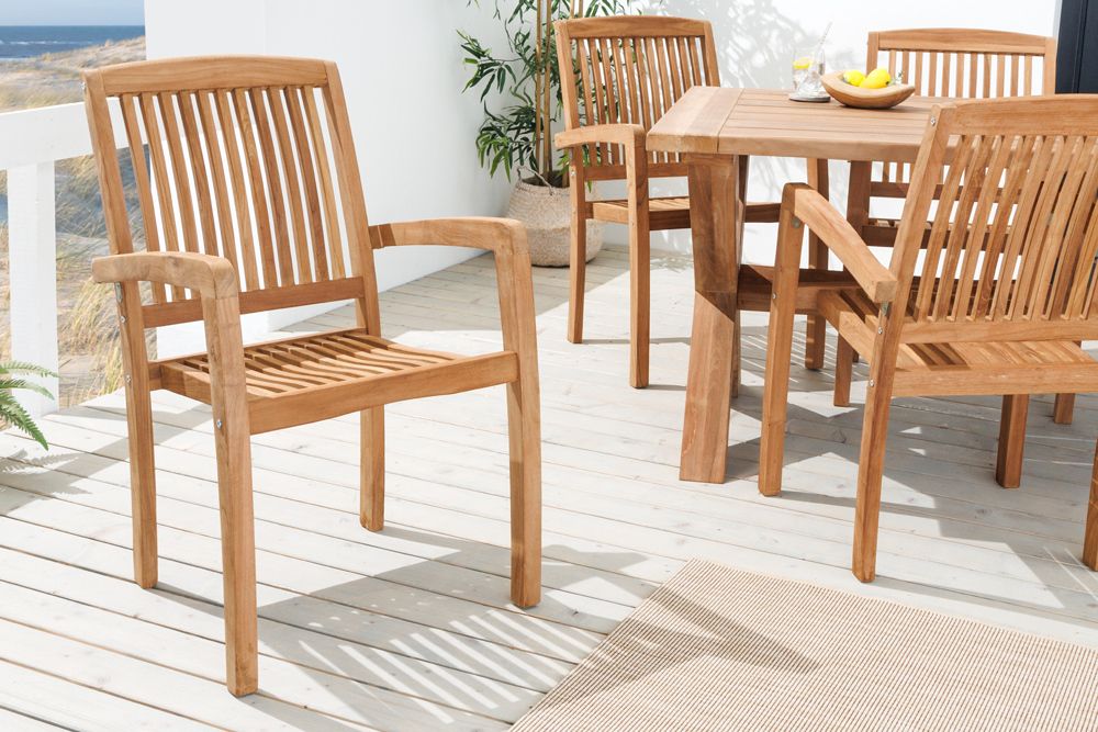 Massiver Gartenstuhl EMPIRE TEAK natur Teakholz stapelbar