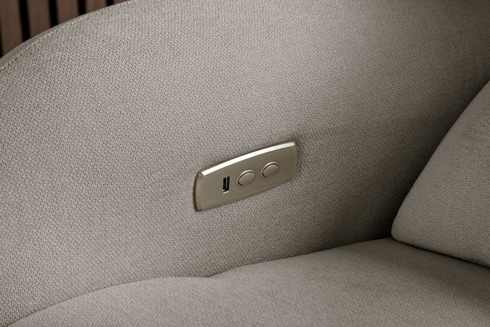 Elektrischer Kinosessel PRIORITY greige inkl. Kissen 360° drehbar mit USB-Anschluss