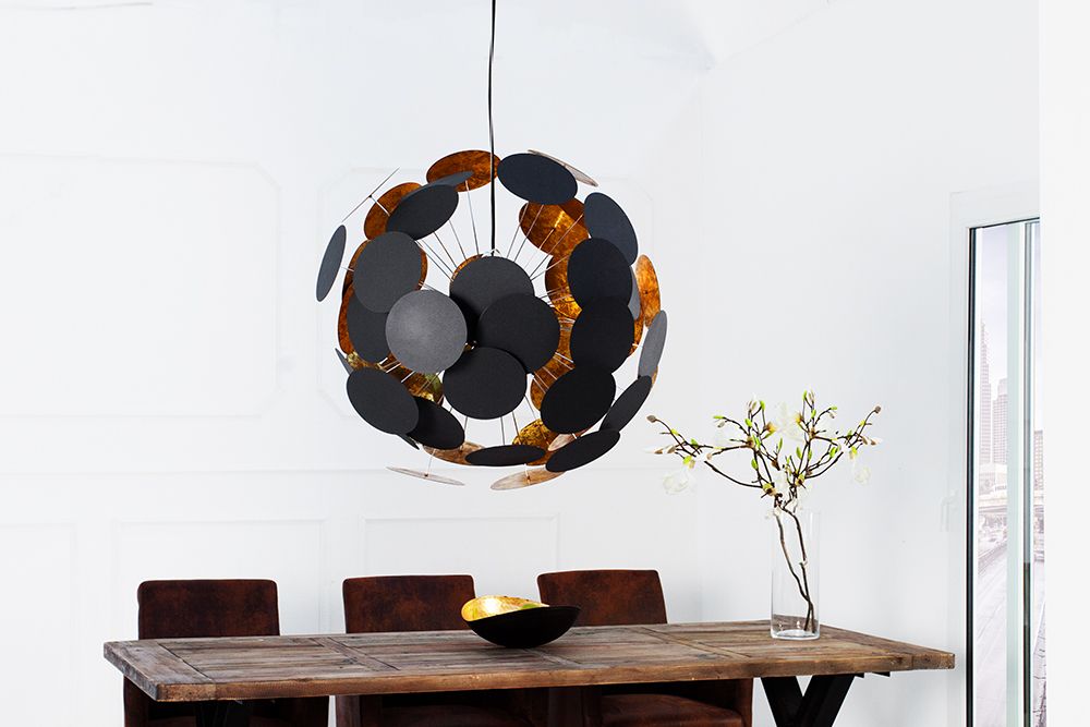 Moderne Design Hängeleuchte INFINITY HOME 70cm schwarz gold Pendelleuchte