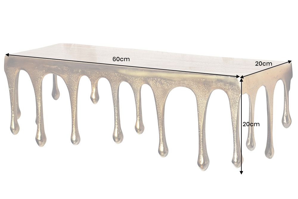 Handgefertigtes Wandregal LIQUID LINE 60cm gold antik Metall Tropfen-Design