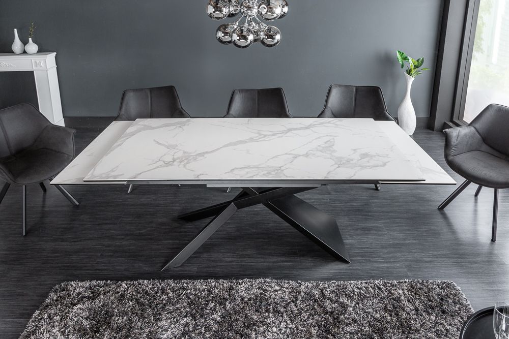 Ausziehbarer Esstisch EUPHORIA 180-220-260cm Marmor weiß Keramik made in Italy