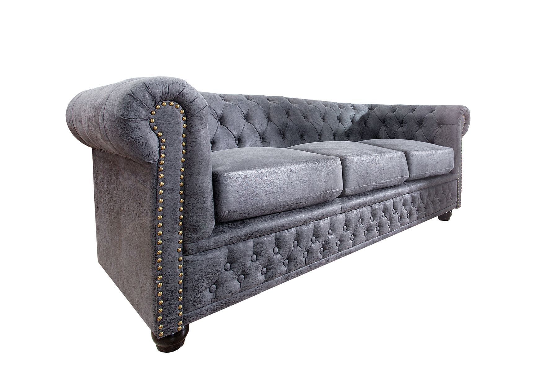 Design 3er Sofa CHESTERFIELD 200cm antik grau Federkern 3-Sitzer Loungesofa