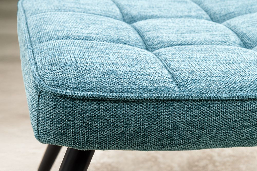 Moderner Hocker SCANDINAVIA blau Strukturstoff Metallbeine Fußhocker