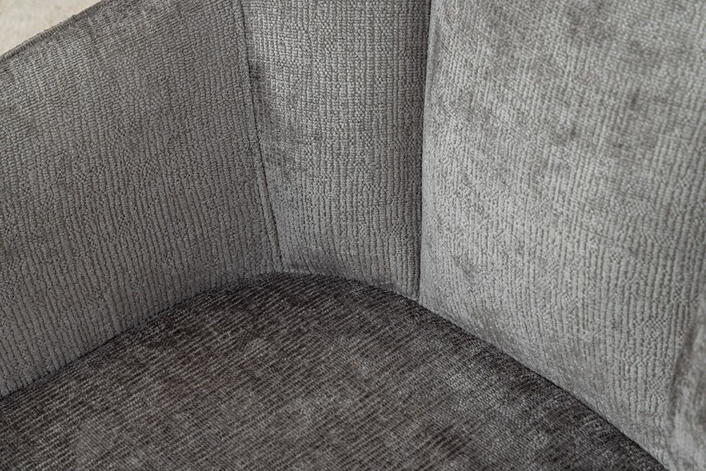 Drehbarer Retro Stuhl AVIGNON grau Chenille schwarze Metallbeine