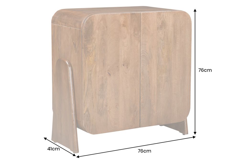 Quadratisches Lowboard BRASIL 75cm braun Mango Massivholz zwei Fächer Schrank