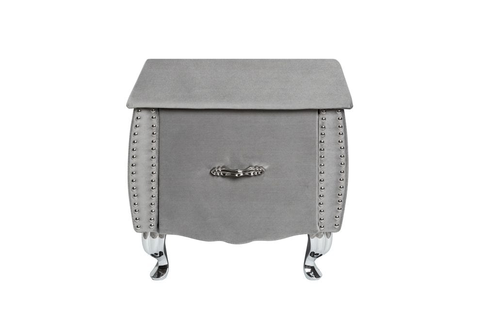 Eleganter Nachttisch EXTRAVAGANCIA 50cm silbergrau Samt Nachtkommode mit Schublade