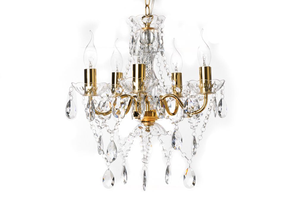 Design Kronleuchter DIAMONDS S 40cm gold Acryl 5-armig Barock Design