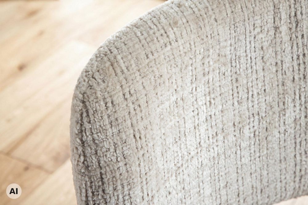 Design Stuhl BELLANO creme beige Chenille Cremona Metallgestell Eiche