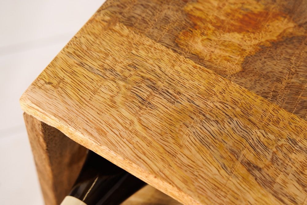 Massivholz Weinregal CUBUS 40cm Mango handmade Beistelltisch
