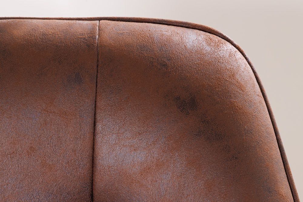 Design Stuhl LOFT antik braun Microfaser drehbar massiv Buchenholz mit Armlehne
