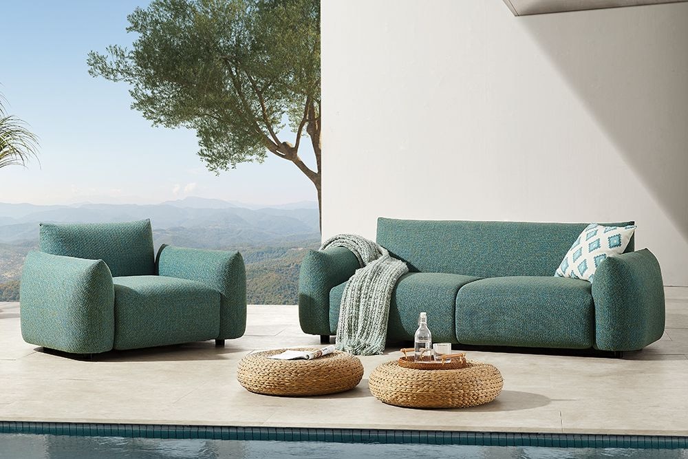 In- und Outdoor Sofa SEAHAWK 205cm türkis Aluminium Olefin wetterfest 2-Sitzer Couch