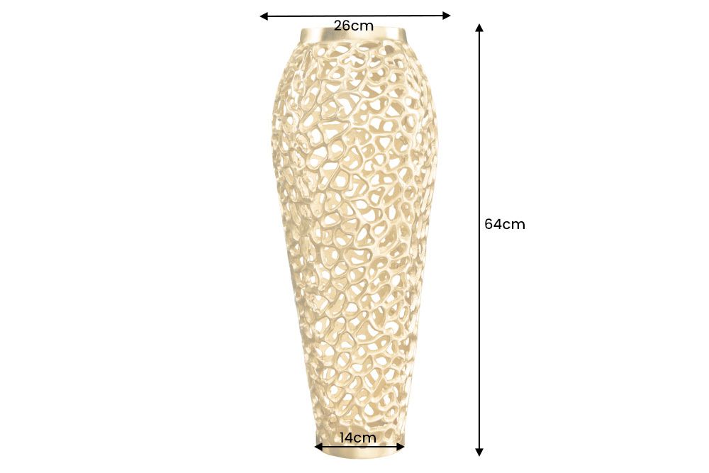 Filigrane Design Vase ABSTRACT LEAF gold 65cm Handarbeit