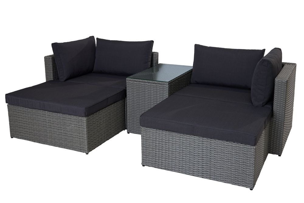 Outdoor Gartenlounge Set XXL MODULAR grau Polyrattan Sitzgruppe wetterfest inkl. Kissen