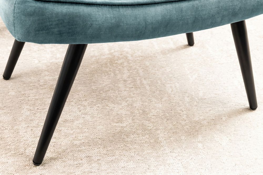 Bequemer Hocker SCANDINAVIA petrol Samt schwarze Metallbeine Fußhocker