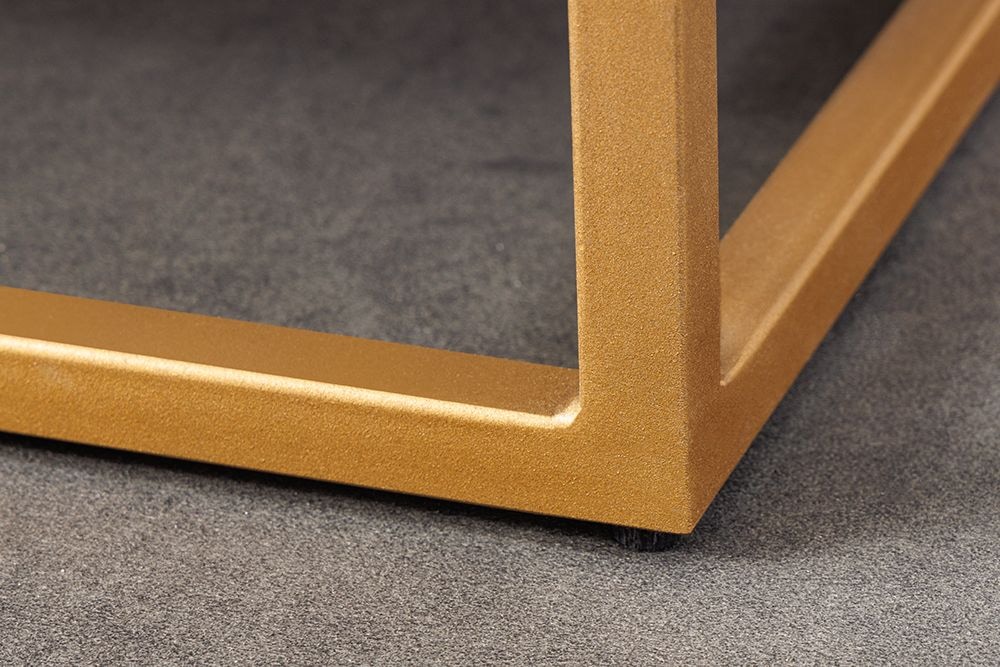 Massives Highboard LION 120cm braun Mangoholz gold Metall 3D Schnitzereien Kunstwerk