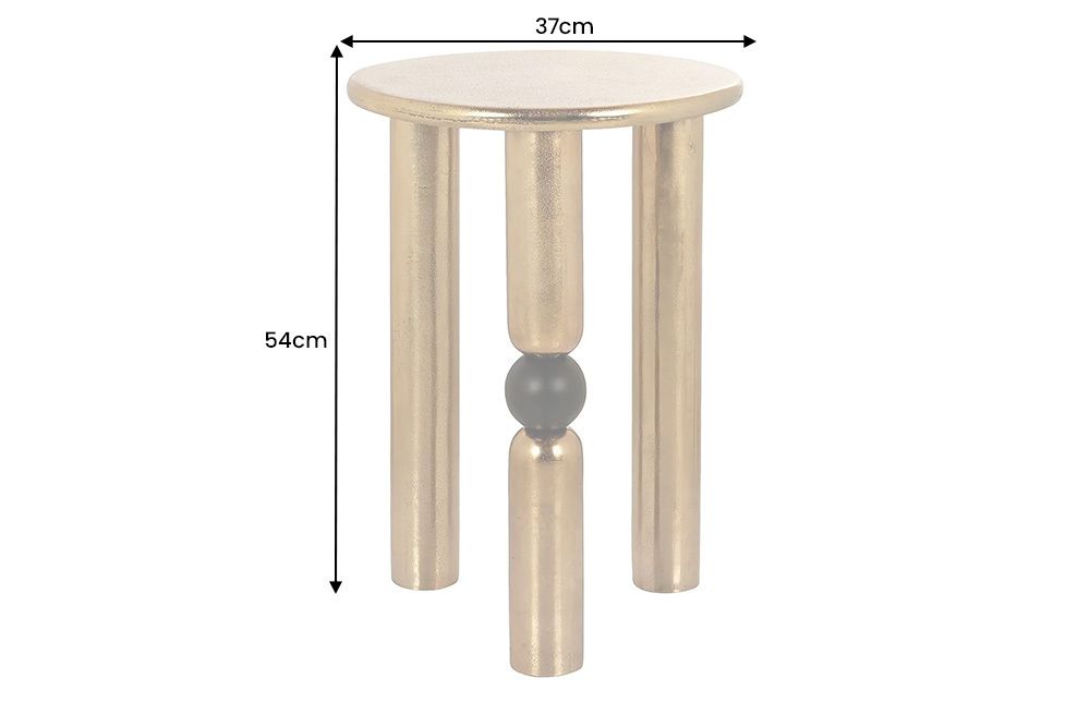 Handgefertigter Beistelltisch ABSTRACT 55cm gold schwarz Metall rund