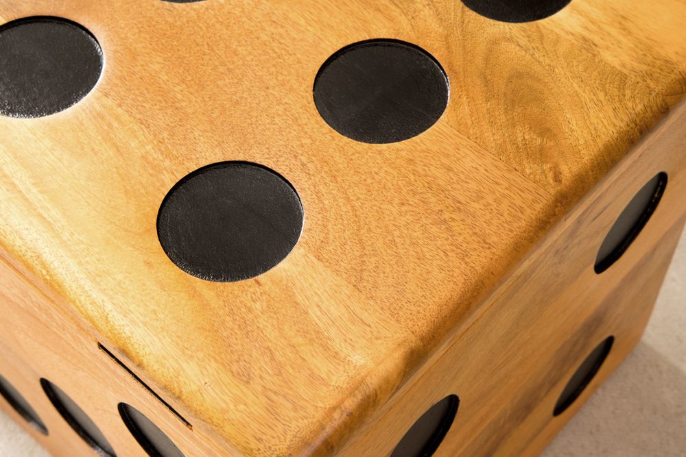 Massiver Würfel-Hocker CUBE 40cm natur Mangoholz Beistelltisch stapelbar mit Fach