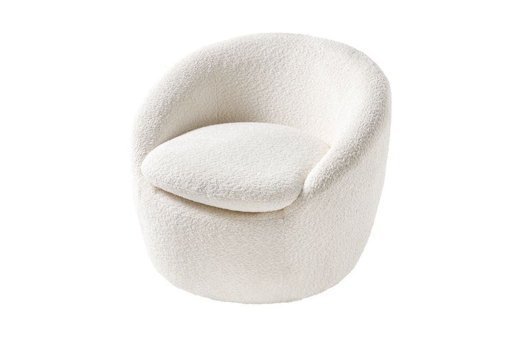 Drehbarer Design Sessel ALPINE beige Bouclé 360° mit Armlehnen