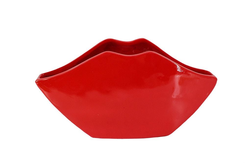 Extravagante Deko-Vase LIP 40cm rot handmade Hochglanz