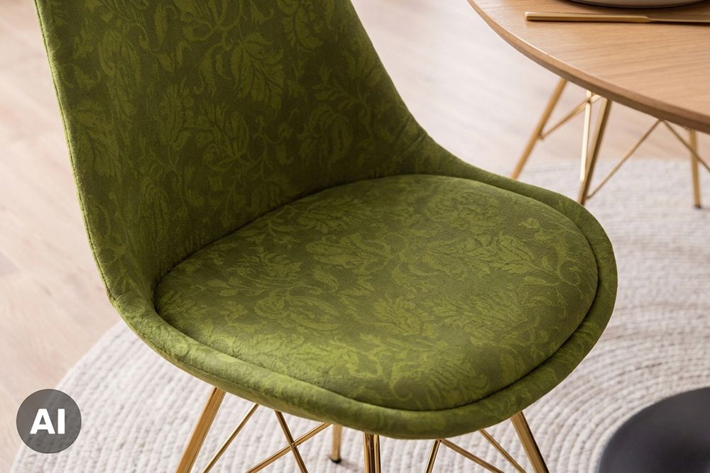 Design Stuhl SCANDINAVIA MEISTERSTÜCK grün Chenille gold Metall