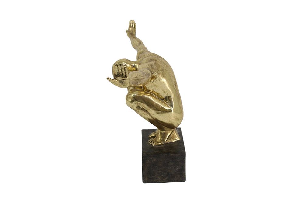 Deko-Figur HIGH DIVER 50cm gold schwarz handmade Athleten-Skulptur