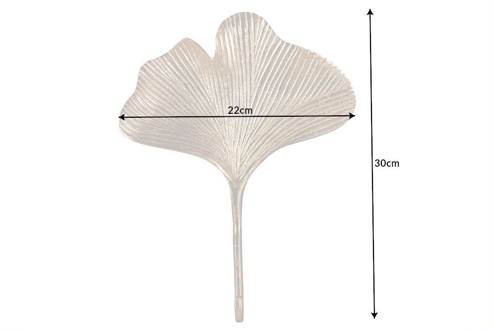 Dekoratives Kleiderhaken 3er Set GINKGO 30cm gold handmade Metall