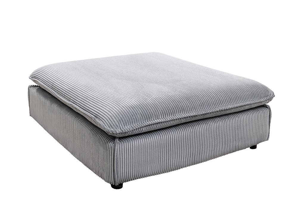 Großer Sitzhocker HEAVEN 100cm hellgrau Cord Federkern Sofahocker abnehmbarer Bezug