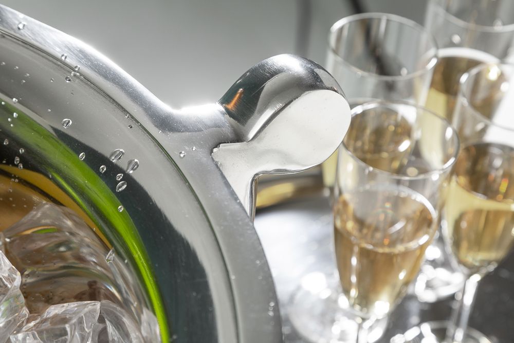 Exklusiver Sektkühler CHAMPAGNE 65cm silber poliert Flaschenkühler