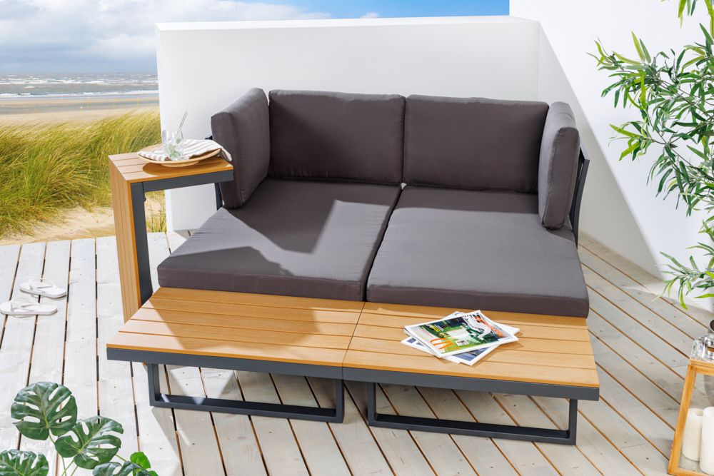 Wetterfestes Gartenmöbel Set IBIZA MODULAR LOUNGE 250cm anthrazit Aluminium inkl. Sitzpolster